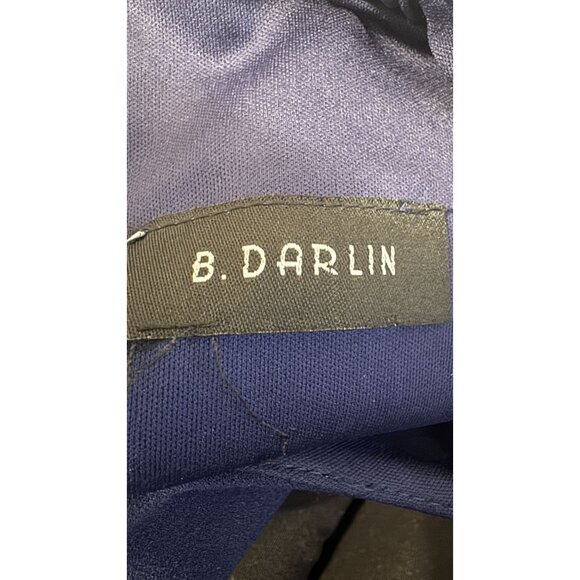 2/$30 B DARLIN Small Navy Blue Bell Sleeve Mini Dress Gold Back Zipper - Picture 3 of 16